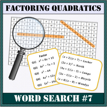 Preview of Algebra - Factoring Quadratics Word Search #7