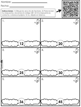 factor math rainbow FREEBIE Code Worksheet Factor Math (Spanish Rainbows QR