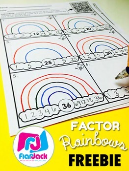Preview of Factor Rainbows QR Code Math Worksheet FREEBIE (Spanish, too)