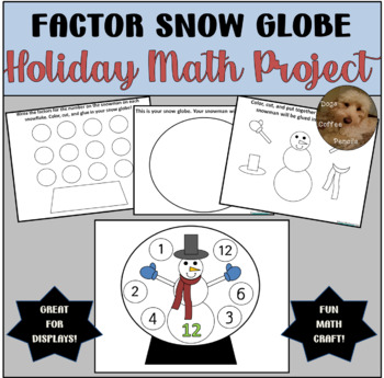 Preview of Factor Snow Globe Snowman Holiday Math Project Grades 3-5