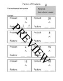 Factor Worksheet - Editable - Multiplication Practice