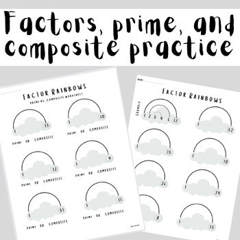 Preview of Factor rainbows with prime and composite worksheets