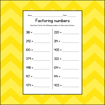Factoring 3-Digit Numbers Worksheets - Finding Prime Factors - Test Prep