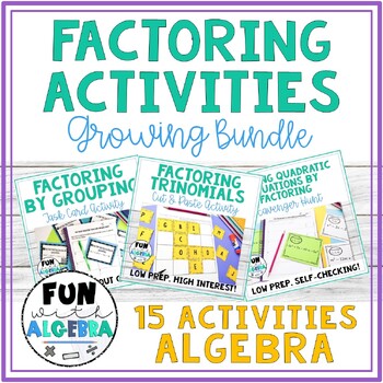 Preview of Factoring Activity Bundle | Puzzles, Bingo Games, Task Cards, Color By Numbers