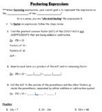 Factoring Algebraic Expressions - GUIDED NOTES