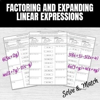 Preview of Factoring And Expanding Linear Expressions.