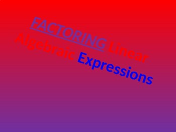 Preview of Factoring Binomial Expressions