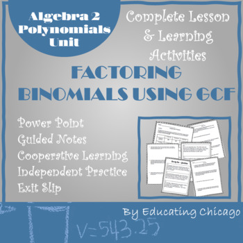 Preview of Factoring Binomials - Algebra 2 - Polynomials Unit - Complete Lesson