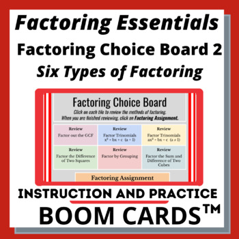 Preview of Factoring Choice Board 2  Factor all types binomials and polynomials completely
