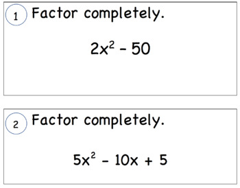 Preview of Factoring Completely Task Cards