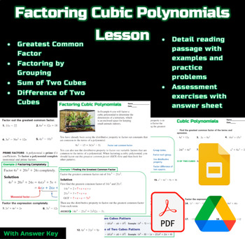 Factoring Cubic Polynomials Worksheets Teaching Resources Tpt