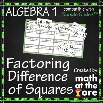 Preview of Factoring - Difference of Squares for Google Slides™