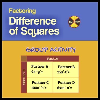 Preview of Factoring Difference of Squares - Group Activity (48 problems)