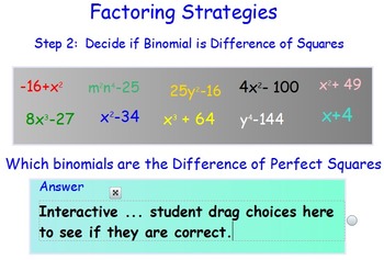 Preview of Factoring Difference of Squares SmartBoard