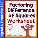 Factoring Polynomials Difference of Squares Worksheet
