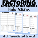 Factoring Difference of Two Squares - 4 Levels of Riddle A