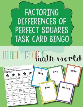 Preview of Factoring Differences of Perfect Squares Task Card Bingo