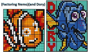 Factoring Dory & Nemo, 20-Worksheet Collaborative Math Mosaics by