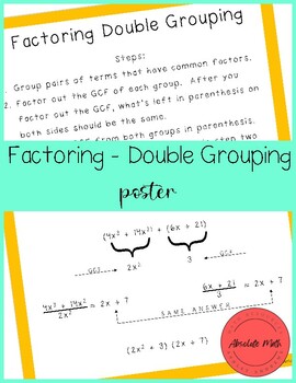 Preview of Factoring - Double Grouping Poster