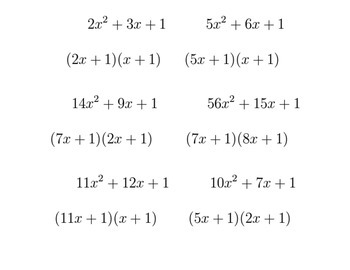 Preview of Factoring Equations (c=1, free version)