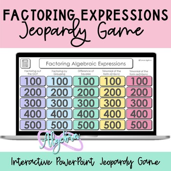Preview of Factoring Expressions Jeopardy Interactive Game 