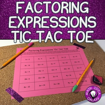 Preview of Factoring Expressions Activity- Tic Tac Toe