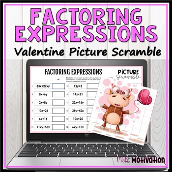 Preview of Factoring Expressions Valentine Picture Scramble