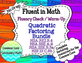 Preview of Factoring Fluency Check Bundle:  Quadratics only : No Prep Fluent in Math