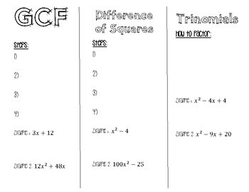 factor help math American Factoring Foldable/Brochure  All  TpT by Teachers