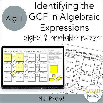 Preview of Factoring by GCF From Polynomials Activity - Digital and Printable Maze (FREE!)