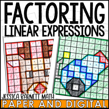 Preview of Factoring Linear Expressions Activity Coloring Worksheet December