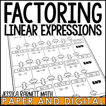 Preview of Factoring Linear Expressions Activity Maze Worksheet
