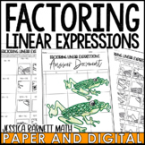 Factoring Linear Expressions Activity Solve and Sketch Worksheet