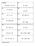 Matching Activity - Factoring (algebra)
