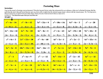 webdesignerventura: Factoring Maze Answer Key