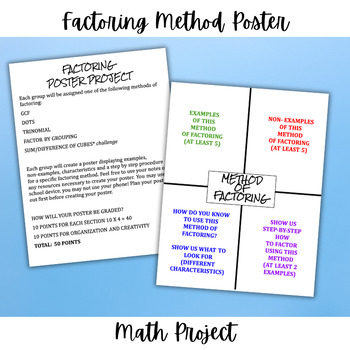 Preview of Factoring Methods Project | Factoring Poster