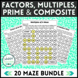 Factors & Multiples, Prime & Composite Numbers Maze Bundle