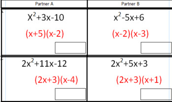 Factoring Partner Pair (trinomials with a=1, a>1, and gcf) by Ms White