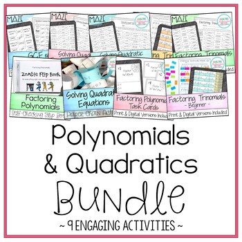 Preview of Factoring Polynomials & Solving Quadratic Equations Bundle