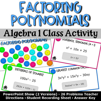 Preview of Factoring Polynomials Class Activity - Algebra 1