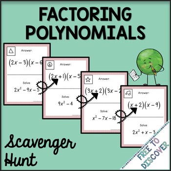 Preview of Factoring Polynomials Scavenger Hunt Activity