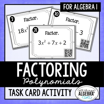 Preview of Factoring Polynomials (Algebra 1) | Task Cards