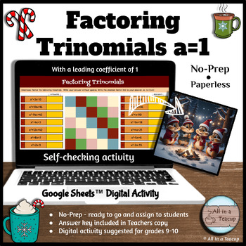 Preview of Factoring Polynomials Christmas Digital Activity (Trinomials a=1)