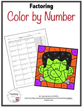 Preview of Factoring Polynomials Color by Number - Halloween-theme
