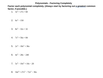 Factoring Polynomials Completely by Joy Samsel | TpT