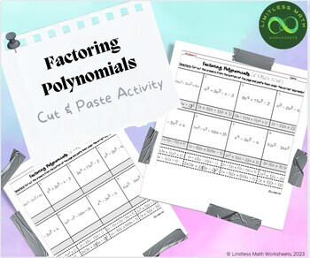 Preview of Factoring Polynomials Cut and Paste Activity - FREE Printable Worksheet