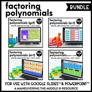 Preview of Factoring Polynomials Digital Math Activity Bundle | Algebra 1