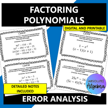 Preview of Factoring Polynomials Error Analysis with Google Forms and Printable