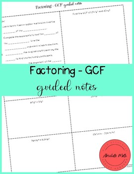 Preview of Factoring - GCF Guided Notes