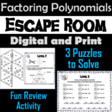 Factoring Polynomials Activity: Algebra Escape Room Math B
